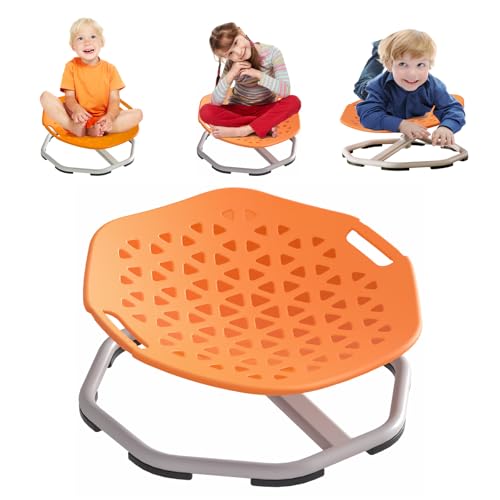 Chidiam Sensorischer Stuhl für Kinder,Sensorische Produkte für Autismus, Sitzen und Drehen,Wackelstuhl mit ADHS-Syndrom,Rutschfester Drehstuhl,Trainingsstuhl für Körperkoordination (orange) von Chidiam