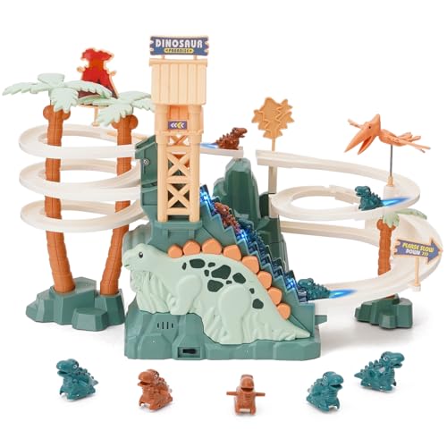 Rennbahn Spielzeug Dinosaurier Klettern Treppe Spielzeug Doppelschleifenbahn Rutsche für Kinder mit Musik Licht Intelligenz Pädagogische Puzzle Playsets für Kleinkind Jungen Mädchen ab 3 Rennbahn Spielzeug Dinosaurier Klettern Treppe Spielzeug Doppelschleifenbahn Rutsche für Kinder mit Musik Licht Intelligenz Pädagogische Puzzle Playsets für Kleinkind Jungen Mädchen ab 3 von Chidiam