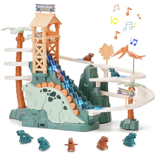 Rennbahn Spielzeug Dinosaurier Klettern Treppe Spielzeug Doppelschleifenbahn Rutsche für Kinder mit Musik Licht Intelligenz Pädagogische Puzzle Playsets für Kleinkind Jungen Mädchen ab 3 Rennbahn Spielzeug Dinosaurier Klettern Treppe Spielzeug Doppelschleifenbahn Rutsche für Kinder mit Musik Licht Intelligenz Pädagogische Puzzle Playsets für Kleinkind Jungen Mädchen ab 3 von Chidiam