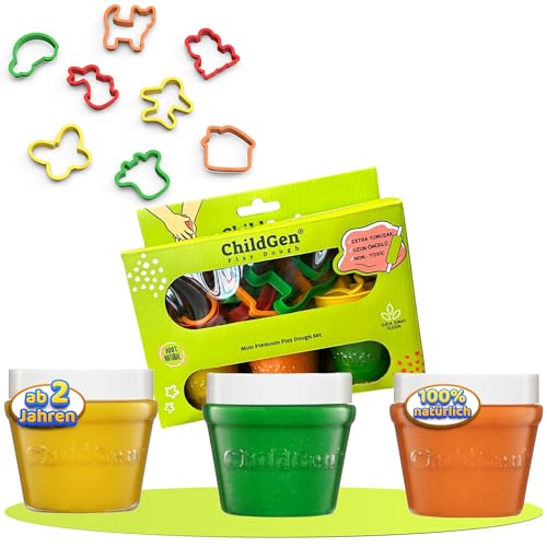 ChildGen Knete Set, Premium Mini- Set, 3 versch. Farben Knete und 8 Ausstehformen, Spielknete -Set, Knete Zubehör, Ausstehformen, Knetwerkzeug, Lernspielzeug, Kinder ab 2 Jahren ChildGen Knete Set, Premium Mini- Set, 3 versch. Farben Knete und 8 Ausstehformen, Spielknete -Set, Knete Zubehör, Ausstehformen, Knetwerkzeug, Lernspielzeug, Kinder ab 2 Jahren von ChildGen
