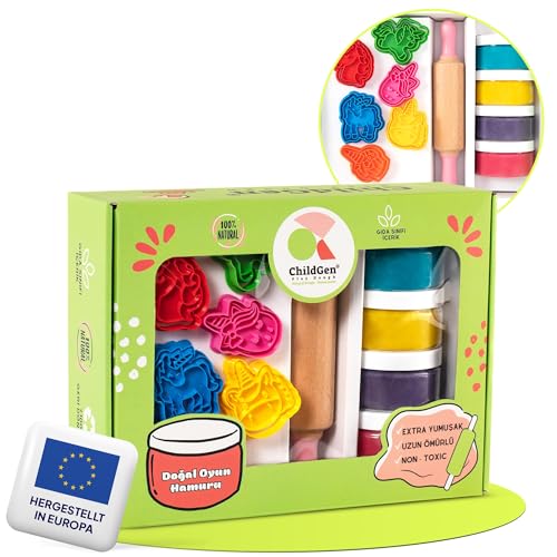 ChildGen Knete Set, Premium Unicorn Spielknete-Set, Knete Zubehör, Spielknete, Teigrolle für Kinder, Ausstehformen, Knetwerkzeug, Lernspielzeug, Kinder ab 2 Jahren ChildGen Knete Set, Premium Unicorn Spielknete-Set, Knete Zubehör, Spielknete, Teigrolle für Kinder, Ausstehformen, Knetwerkzeug, Lernspielzeug, Kinder ab 2 Jahren von ChildGen