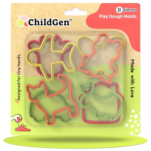 ChildGen Knete Zubehör, Ausstehformen 8- teilig, Knete Zubehör für Kinder, Knetwerkzeug, Knete Set, Werkzeug Kinder von ChildGen
