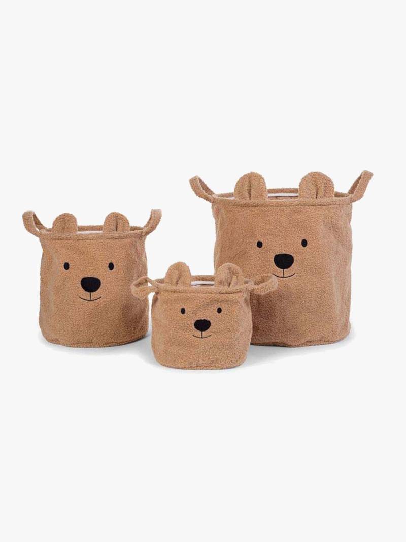 Childhome 3er-Pack Teddy Aufbewahrungskörbe, Braun von Childhome