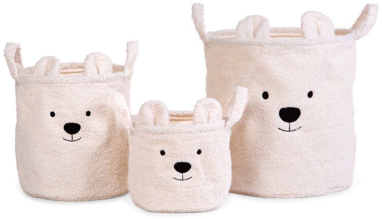 Childhome Aufbewahrungskorb 3er-Pack Teddy, Naturweiß Childhome Aufbewahrungskorb 3er-Pack Teddy, Naturweiß von Childhome
