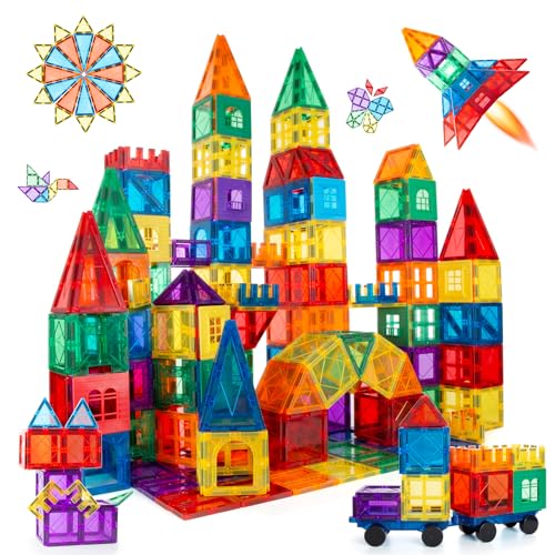 Children Hub Magnetische Bausteine [100 Stück] Pädagogisches Spielzeug Für Kinder Ab 3 Jahren Mit Extra Starken Magneten - Kreatives Bauen Und Spielen von Children Hub