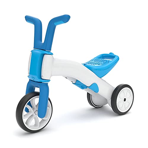 Chillafish Bunzi Laufrad und Dreirad, 2-in-1 Spielfahrzeug für 1-3-jährige, höhenverstellbares baby Dreirad und erstes Laufrad in einem, leise nicht markierende Räder - Blau/Weiss von Chillafish