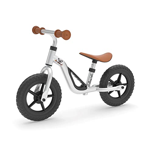 Chillafish Charlie Lightweight Balance Bike with Carry Handle, Adjustable seat and Handlebars, Puncture Proof 10 inch Wheels and Specially Shaped seat for Children Aged 18 to 48 Months, Silver von Chillafish