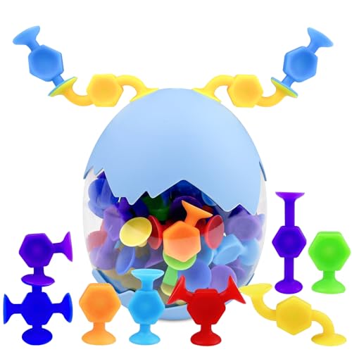 Chiluxendo Badewannenspielzeug(48Pcs), Saugnapf Spiel Reise Spielzeug für Autofahrt Saugnäpfe Saugspielzeug, Teleskop Badespielzeug Suction Bath Toys for Kids, ab 2 Jahre Badewanne Kinderspielzeug von Chiluxendo