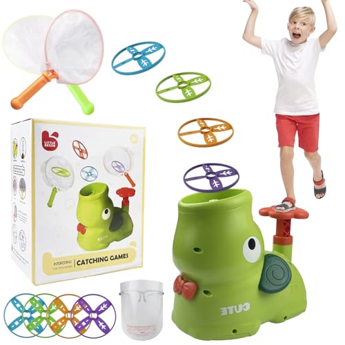Chiluxendo Outdoor Spielzeug(Grün), Propeller Tosy Fliegender, Outdoor-Gartenspielzeug Disc Launcher, Launcher Flying Saucers Fliegende Scheibe, Ostergeschenke, Weihnacht Geburtstag Geschenke von Chiluxendo