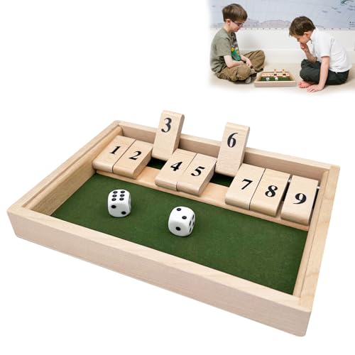 Chiluxendo Würfelspiel Holz Shut The Box 2 Spieler, Mach Die Kiste Zu mit 9 Zahlen, Klappbrett Spiel, Shut The Box Holz Tisch Spiel, Shut Box Game, Klappenspiel Kinder, mit 2 Würfel Mathematik Chiluxendo Würfelspiel Holz Shut The Box 2 Spieler, Mach Die Kiste Zu mit 9 Zahlen, Klappbrett Spiel, Shut The Box Holz Tisch Spiel, Shut Box Game, Klappenspiel Kinder, mit 2 Würfel Mathematik von Chiluxendo