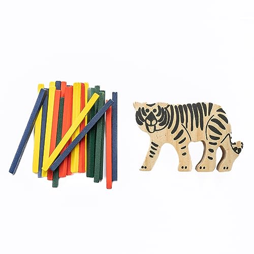 Chinchilla® Geschicklichkeitsspiel Tricky Tiger | Holz-Tiger | 24 Stäbchen | inkl. Spielanleitung | Förderung der Geschicklichkeit und Stapelspaß von Chinchilla
