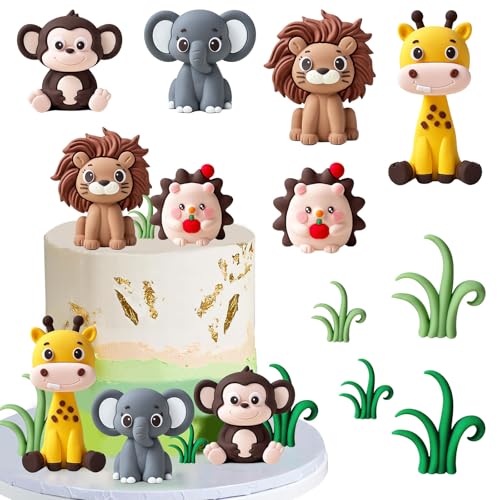 Tiere Geburtstag Tortendeko, 9 Stück Zoo Dschungel Safari Thema Deko,Kuchendeko Tiere Cake Topper,für Baby Shower Junge Mädchen Kinder (Zoo Thema) von Chingcoo