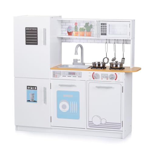 Chipolino Holz-Kinderküche 80 cm LED-Licht Töpfe Waschmaschine Mikrowelle Spüle, Farbe:weiß Chipolino Holz-Kinderküche 80 cm LED-Licht Töpfe Waschmaschine Mikrowelle Spüle, Farbe:weiß von Chipolino