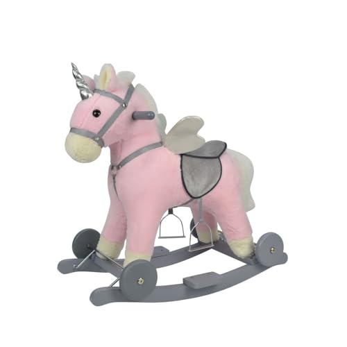 Chipolino Schaukeltier Einhorn Sound Räder Holz Steigbügel sattelförmiger Sitz von Chipolino