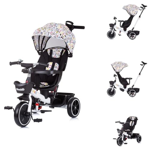 Chipolino Tricycle 4 in1 Smart Schiebestange Sitz drehbar Flaschenhalter Tablett, Farbe:weiß Chipolino Tricycle 4 in1 Smart Schiebestange Sitz drehbar Flaschenhalter Tablett, Farbe:weiß von Chipolino