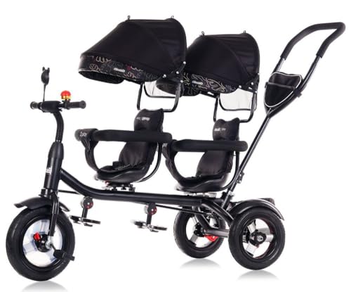 Chipolino Tricycle Dreirad 2Play Zwei Kinder bis 50 kg Gummireifen Lenkstange, Farbe:schwarz Gemustert von Chipolino