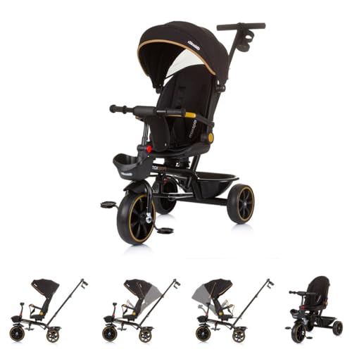 Chipolino Tricycle Max Sport 2 in 1, Dreirad, Becherhalter, Sitz umkehrbar, Korb, Farbe:schwarz von Chipolino