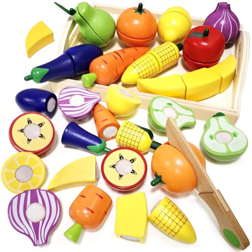 Kinderküche Spielküche Zubehör aus Holz I Montessori Spielzeug ab 2 3 4 5 Jahre I Schneiden Obst Gemüse Kaufladen Zubehör mit Klett-Verbindung, Rollenspiele Küchenspielzeug Geschenk für Kinder Kinderküche Spielküche Zubehör aus Holz I Montessori Spielzeug ab 2 3 4 5 Jahre I Schneiden Obst Gemüse Kaufladen Zubehör mit Klett-Verbindung, Rollenspiele Küchenspielzeug Geschenk für Kinder von Chithor