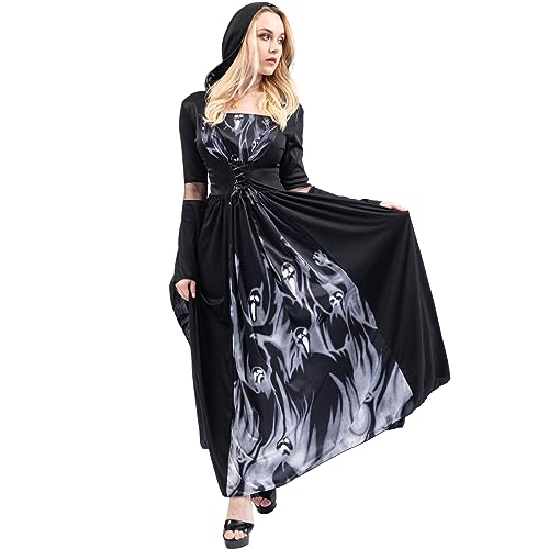 Chitomars Halloween Kostüm Damen, Halloween Kleidung mit Kapuze Party Maskerade Karneval Bühnenstück Göttin Vampir Kostüm Retro Ballkleid Schnüreni Kleider mit Kapuze Chitomars Halloween Kostüm Damen, Halloween Kleidung mit Kapuze Party Maskerade Karneval Bühnenstück Göttin Vampir Kostüm Retro Ballkleid Schnüreni Kleider mit Kapuze von Chitomars