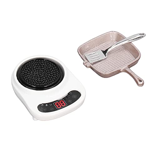 Chiyyak 1:12 Dollhouse Kitchen Kochgeschirrset Miniaturofen Pot Spatel 3PCS Legierung Simulation Spielzeug mit Lebensechter Design (Weiß) von Chiyyak