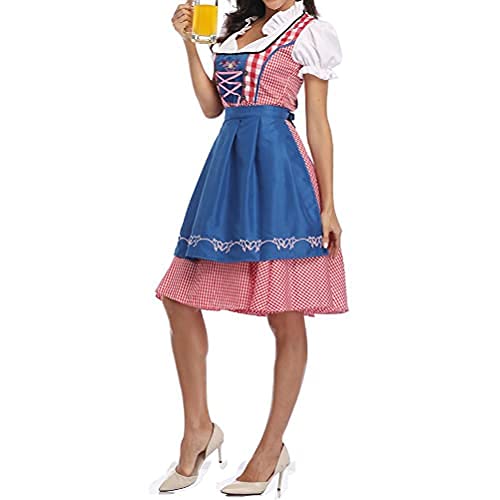 Chiyyak Damen Dirndl Kleid Oktoberfest Kostüm Kleid mit Schürze Mais Uniform Anzug Bier Festival Karneval Kostüm von Chiyyak