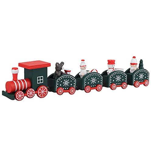 Chiyyak Mini -Züge Spielzeughölzige Weihnachtsdekorationen, 5 Abschnitte Little Santa -Züge für Baumdekoration (Grüne fünf Abschnitte) von Chiyyak