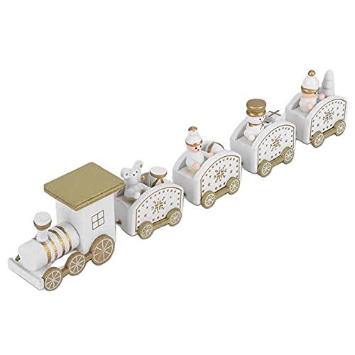 Chiyyak Mini -Züge Spielzeughölzige Weihnachtsdekorationen, 5 Abschnitte Little Santa -Züge für Baumdekoration (Weiße fünf Abschnitte) von Chiyyak