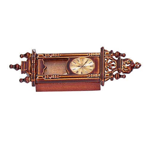 Chiyyak Miniatur-Puppenhaus-Uhr Im Maßstab 1:12 Vintage Antike Wanduhr für Puppenhaus-Dekor mit Empfindlicher Schnitzerei aus Holz Legierung Chiyyak Miniatur-Puppenhaus-Uhr Im Maßstab 1:12 Vintage Antike Wanduhr für Puppenhaus-Dekor mit Empfindlicher Schnitzerei aus Holz Legierung von Chiyyak