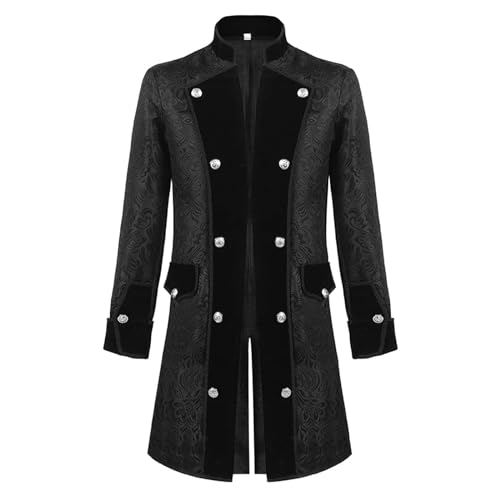 Chnnamzu Herren Gothic Steampunk Frack Mantel Männer Mittelalter Viktorianischen Vintage Jacke Uniform Lange Smoking Für Karneval Fasching Halloween Kostüm Party Cosplay Verkleidung von Chnnamzu