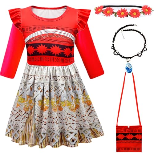 Choadam Mirabel Prinzessinnenkleid für Mädchen und Kleinkinder, schwarzes Hexenkostüm, Pfirsichprinzessin, rosa Kleid, Rot, 4 Jahre von Choadam