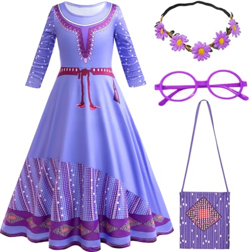 Choadam Mirabel Prinzessinnenkleid für Mädchen und Kleinkinder, schwarzes Hexenkostüm, Prinzessin Asha Kostüm, Lila, 6 Jahre Choadam Mirabel Prinzessinnenkleid für Mädchen und Kleinkinder, schwarzes Hexenkostüm, Prinzessin Asha Kostüm, Lila, 6 Jahre von Choadam