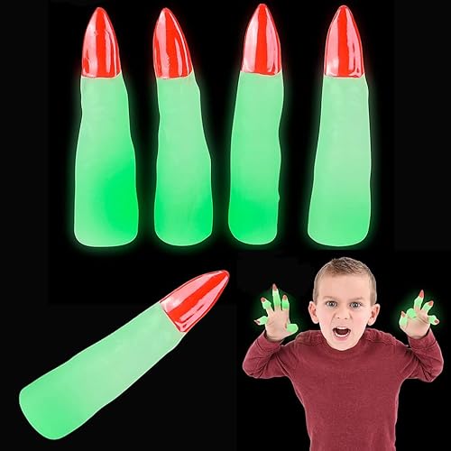 Chochkees Glow-in-the-Dark Martian Gruselfinger, 7,6 cm lang, ideal für Halloween, Spukhäuser und gruselige Veranstaltungen (10 Finger) von Chochkees