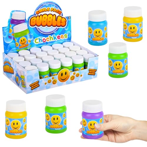 Smile Face Bubbles, Blow Bubbles Summer Activity, Poolzubehör, Partyzubehör, 28 g, 24 Stück (24) von Chochkees