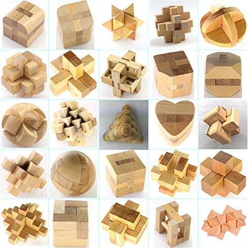 Chonor 25 Stück 3D Puzzle Brainteaser Denkspiel Set aus Holz, Klassisch Holzspielzeug Knobelspiel Geduldspiel Intelligenz Pädagigisches Gehirntraining Spielzeug Logikspiel für Kinder und Erwachsene von Chonor