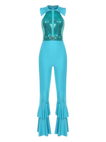 Choomomo Damen 70er 80er Jahre Disco Kostüm Glitzer Pailletten Overall Schlaghose Hippie Rave Party Outfit Halloween Karneval Festival Tanzkostüm Blau Grün XXL Choomomo Damen 70er 80er Jahre Disco Kostüm Glitzer Pailletten Overall Schlaghose Hippie Rave Party Outfit Halloween Karneval Festival Tanzkostüm Blau Grün XXL von Choomomo