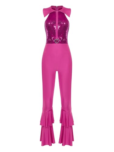 Choomomo Damen 70er 80er Jahre Disco Kostüm Glitzer Pailletten Overall Schlaghose Hippie Rave Party Outfit Halloween Karneval Festival Tanzkostüm Hot Pink XXL Choomomo Damen 70er 80er Jahre Disco Kostüm Glitzer Pailletten Overall Schlaghose Hippie Rave Party Outfit Halloween Karneval Festival Tanzkostüm Hot Pink XXL von Choomomo