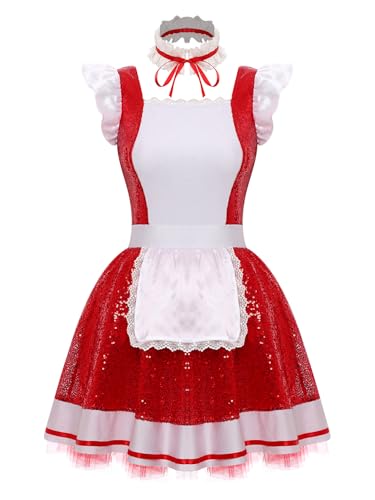 Choomomo Damen Französische Dienstmädchen Kostüm Glänzend Maid Kleid Mit Halsband Outfits Sklavenkleid Cosplay Faschingskostüme Rot M Choomomo Damen Französische Dienstmädchen Kostüm Glänzend Maid Kleid Mit Halsband Outfits Sklavenkleid Cosplay Faschingskostüme Rot M von Choomomo