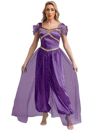 Choomomo Prinzessin Kostüm Kleid für Damen Frauen Pailletten Overall Pumphose Cosplay Karneval Halloween Fasching Party Verkleidung Dunkelviolett XXL Choomomo Prinzessin Kostüm Kleid für Damen Frauen Pailletten Overall Pumphose Cosplay Karneval Halloween Fasching Party Verkleidung Dunkelviolett XXL von Choomomo