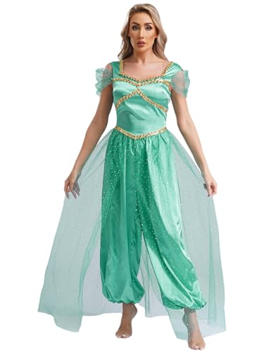 Choomomo Prinzessin Kostüm Kleid für Damen Frauen Pailletten Overall Pumphose Cosplay Karneval Halloween Fasching Party Verkleidung Türkis 3XL Choomomo Prinzessin Kostüm Kleid für Damen Frauen Pailletten Overall Pumphose Cosplay Karneval Halloween Fasching Party Verkleidung Türkis 3XL von Choomomo