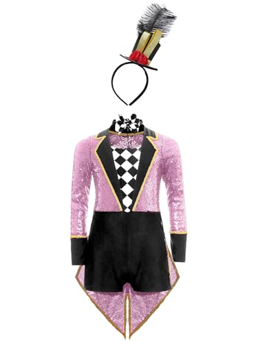 Choomomo Mädchen Dompteurin Zirkus Kostüm Langarm Pailletten Tanzbody Mit Zylinder Hut Halloween Faschingkostüm Verkleidung Rosa 122-128 Choomomo Mädchen Dompteurin Zirkus Kostüm Langarm Pailletten Tanzbody Mit Zylinder Hut Halloween Faschingkostüm Verkleidung Rosa 122-128 von Choomomo