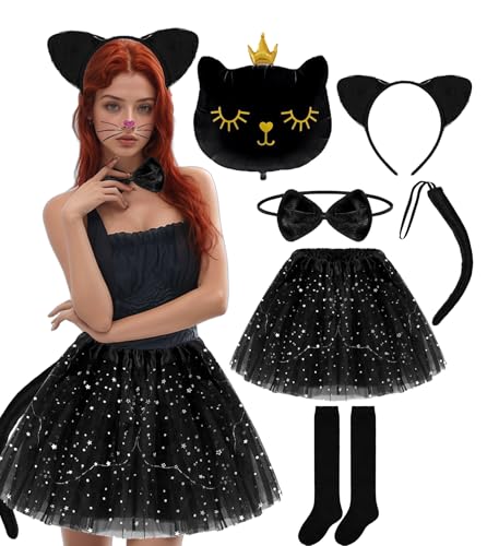 7 Stück Katzen Kostüm Kinder, Tierkostüm Kinder,Katzenkostüm Mädchen, Katzenkostüm Set mit Black Tutu,Katzenohren Haarreif, Bow, Tail,Gesichtstattoo,Folienballon für Fasching Karneval Motto Party. 7 Stück Katzen Kostüm Kinder, Tierkostüm Kinder,Katzenkostüm Mädchen, Katzenkostüm Set mit Black Tutu,Katzenohren Haarreif, Bow, Tail,Gesichtstattoo,Folienballon für Fasching Karneval Motto Party. von ChouGlow
