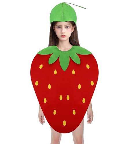 ChouGlow Erdbeerkostüm für Unisex Kinder,Obstkostüm, Fruit Fancy Dress Outfit,Karnevalskostüme – Funny Karneval Hallowee Fancy Dress for Boys and Girls von ChouGlow