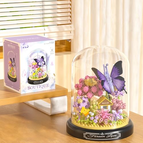 Chovbe Blumenstrauß Bauset mit Schmetterling 582 Teile - Blumen & Insekten Bausteine Set mit Staubschutz, kreatives Geschenk für Muttertag, Geburtstag, Jahrestag Chovbe Blumenstrauß Bauset mit Schmetterling 582 Teile - Blumen & Insekten Bausteine Set mit Staubschutz, kreatives Geschenk für Muttertag, Geburtstag, Jahrestag von Chovbe