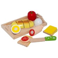 Frühstückstablett zum Schneiden inklusive Schneidebrett mit Messer, einem Laib Brot, Toastbrot und Tomate von Chr. Tanner GmbH