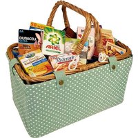 Schöner Vintage Stoffkorb mit Henkel, mint mit Punkte. Gefüllt mit Markenminiaturfaltschachteln. Schöner Vintage Stoffkorb mit Henkel, mint mit Punkte. Gefüllt mit Markenminiaturfaltschachteln. von Chr. Tanner GmbH