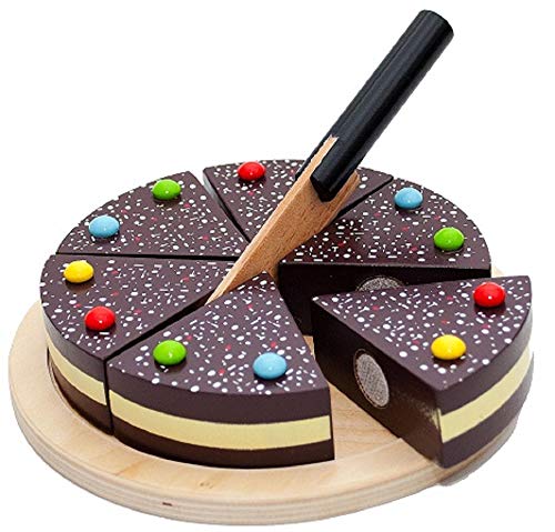 Tanner - Der kleine Kaufmann DEKO Schokoladentorte zum Schneiden (Kaufladenzubehör, 6 Kuchenstücke, mit Holzmesser) 0980.4 von Christian Tanner