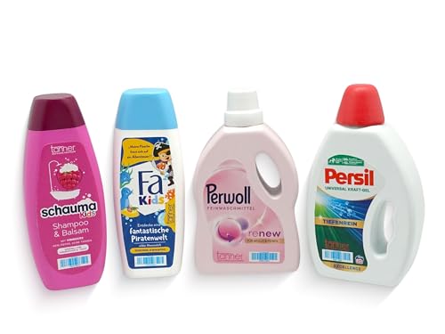 Tanner kleine Kaufmann DEKO – Henkel Holz Set (Duschzubehörset für Kaufladen, Miniaturen, Shampoo/Duschgel usw.) 0624.7 von Christian Tanner