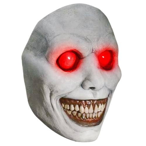 Chuankefanxing Halloween Grusel maske, Halloween Masken, Lächelnde Dämonen Horror Maske mit LED Augen,Halloween Gruselmaske für Halloween Cosplay Grusel maske von Chuankefanxing