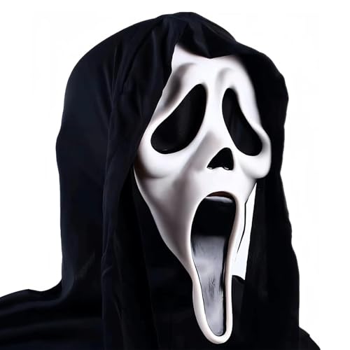 Chuankefanxing Halloween Horror Scream Maske, Halloween Ghostface Maske, Halloween Maskes Naturlatex Gruselige Totenkopf Maskes mit Kapuze, Geistermaske für Halloween Party Kostüm Cosplay Requisiten Chuankefanxing Halloween Horror Scream Maske, Halloween Ghostface Maske, Halloween Maskes Naturlatex Gruselige Totenkopf Maskes mit Kapuze, Geistermaske für Halloween Party Kostüm Cosplay Requisiten von Chuankefanxing