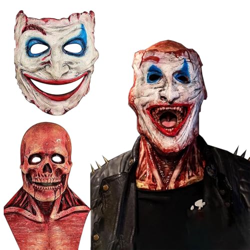 Chuankefanxing Halloween Schädel Maske, Halloween Gruselige Masken, Gruselige Vollkopf Totenkopf Maske mit Beweglichem Kiefer, Realistische Latexmasken für Cosplay Kostüm Party von Chuankefanxing